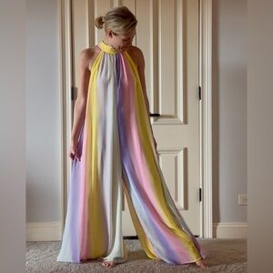 Pastel striped rainbow wide legged dressy jumper